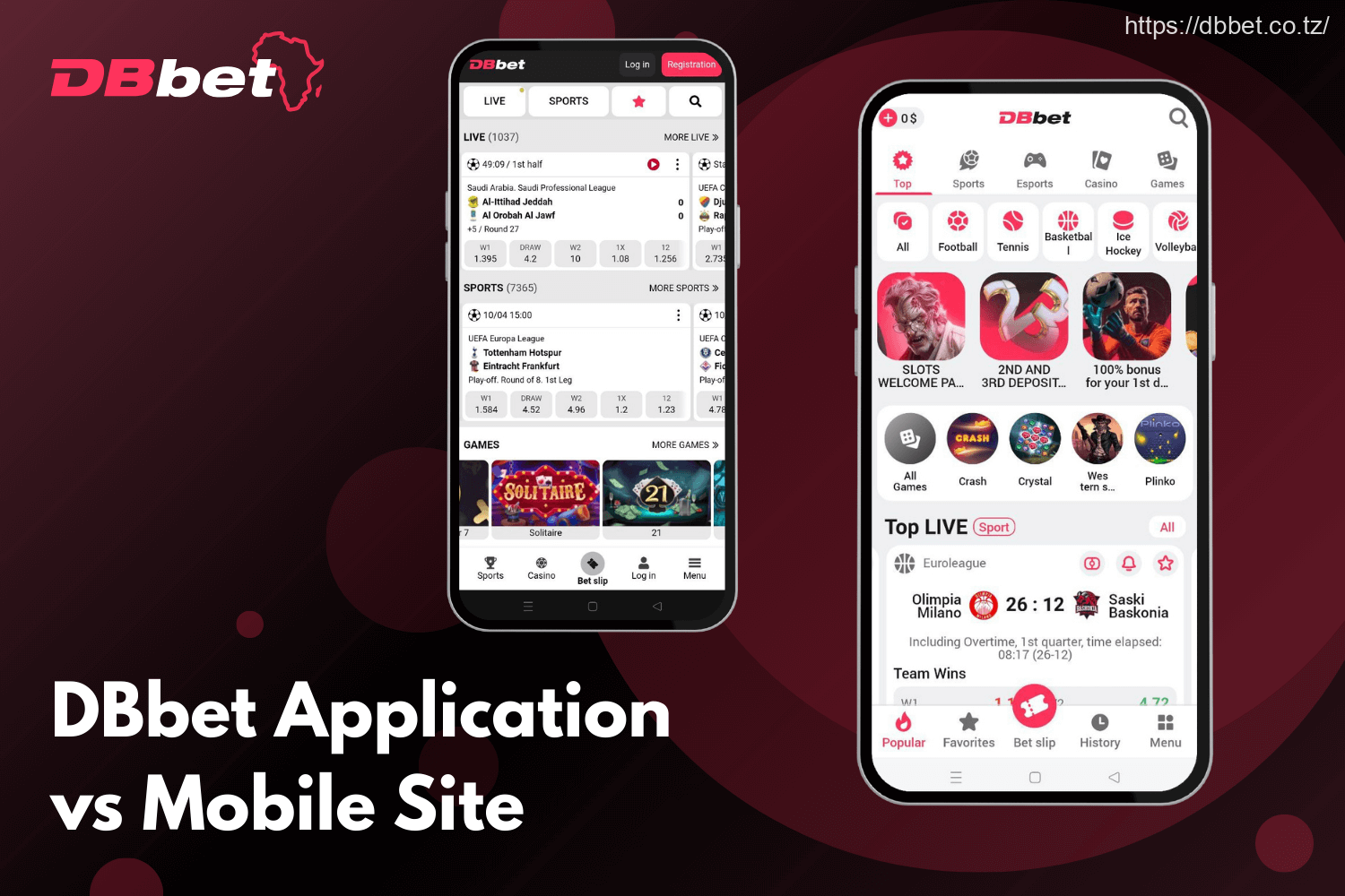 The DBbet mobile site is available and offers the same look and functions as the desktop, with no download needed