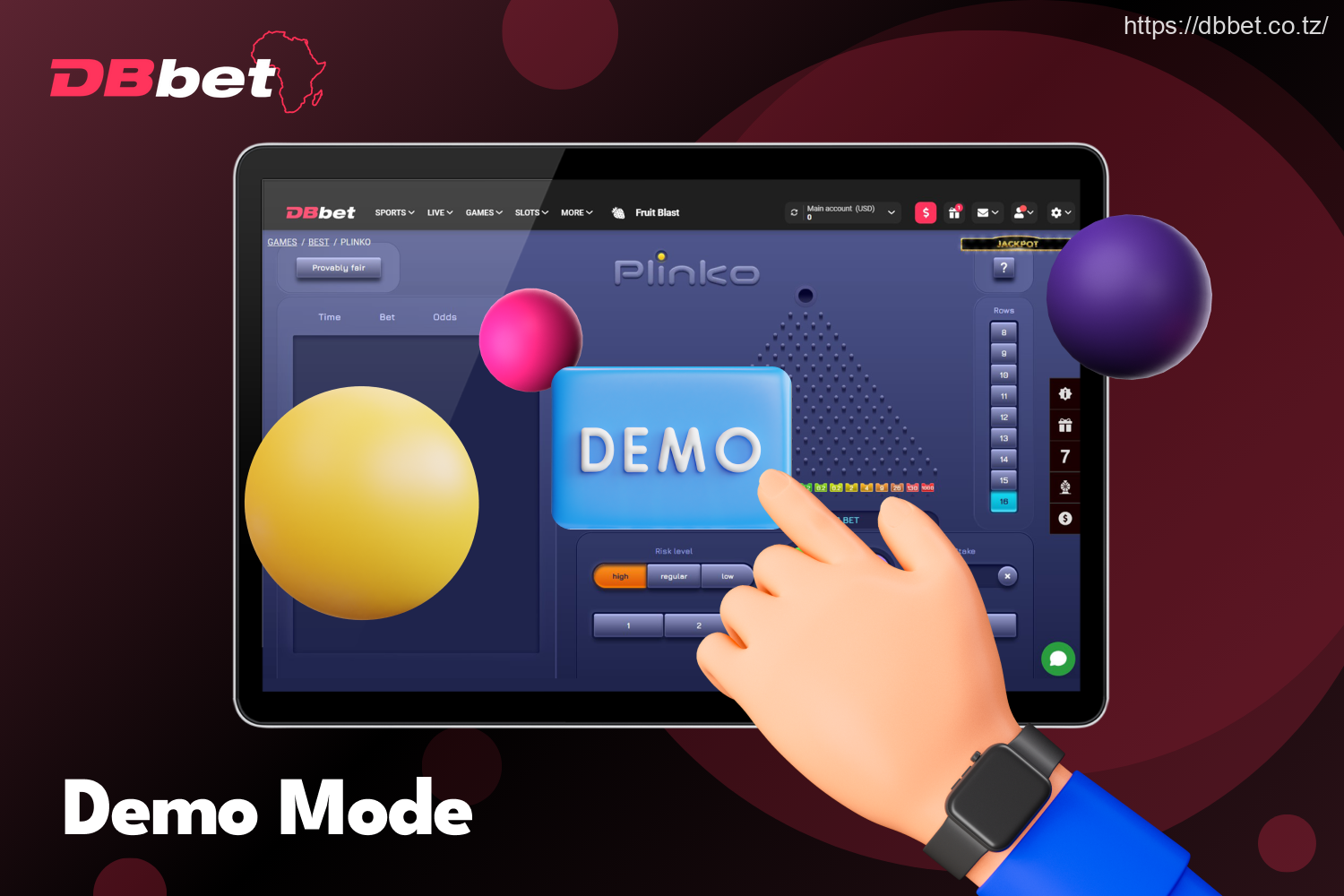 The demo version of DBbet Plinko helps you apply tips and test strategies