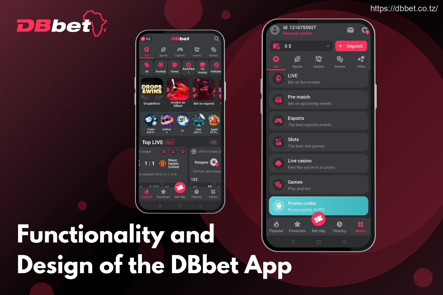 The DBbet app shares the same design and interface as the website, but it’s optimized for mobile use